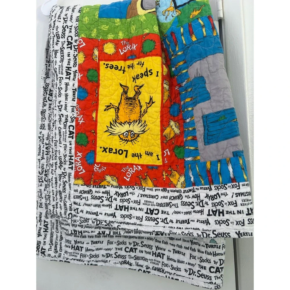 Dr Seuss The Lorax Patchwork Quilt Multicolor Storybook Nursery Blanket 36x47